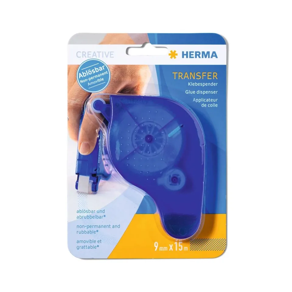 Herma Dispenser cu lipici Transfer, 9 mm x 15 m, albastru