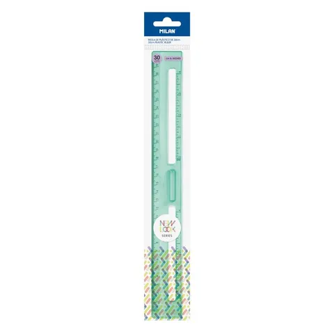 Rigla Milan New Look, 30 cm, transparentă, verde