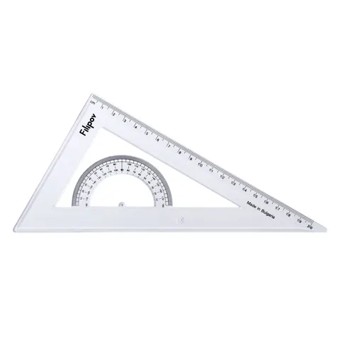 Filipov Echer, scalen dreptunghic, cu raportor, 60 de grade, 20 cm