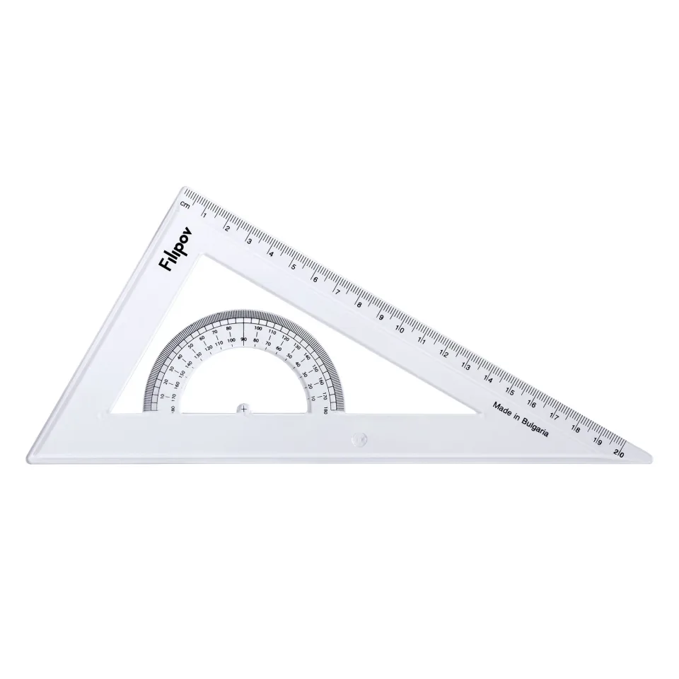 Filipov Echer, scalen dreptunghic, cu raportor, 60 de grade, 20 cm