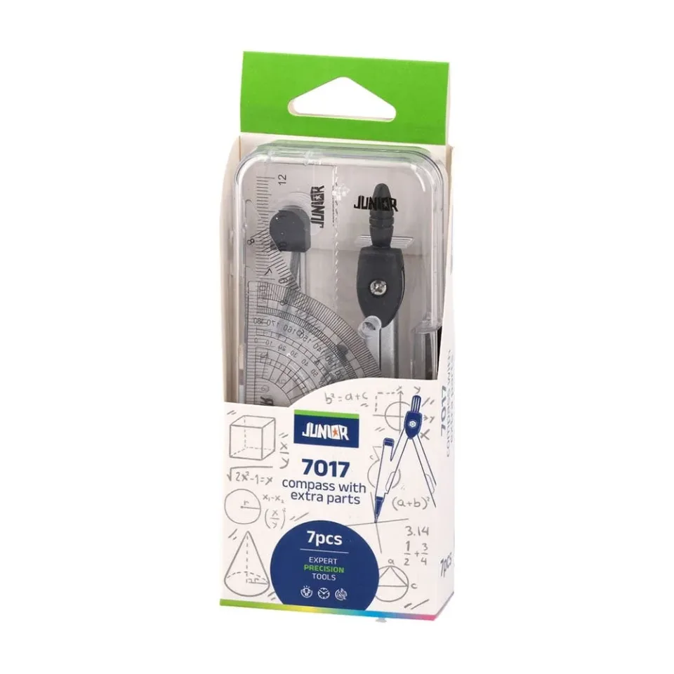 Junior Compas 7017, metal, cu instrumente de desen