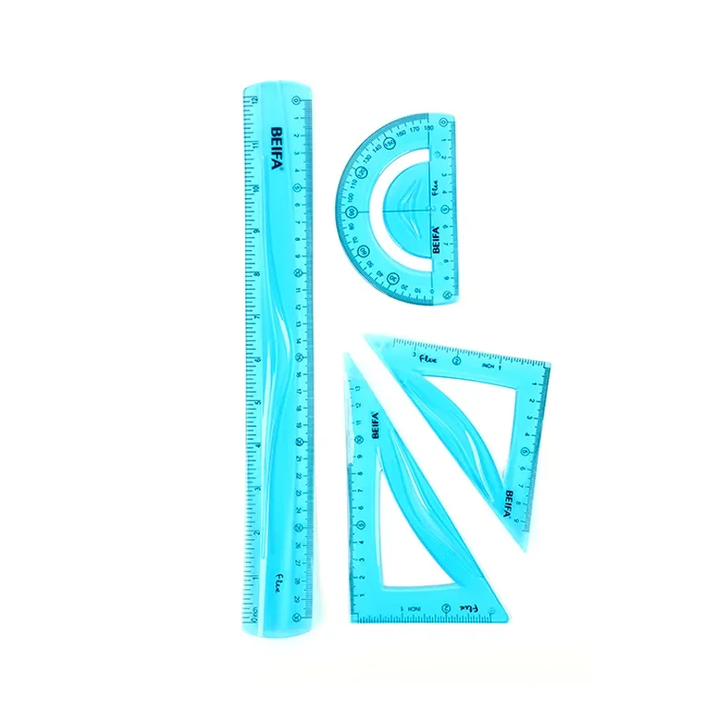 Set de geometrie flexibil Beifa, flexibil, 4 piese, 30 cm
