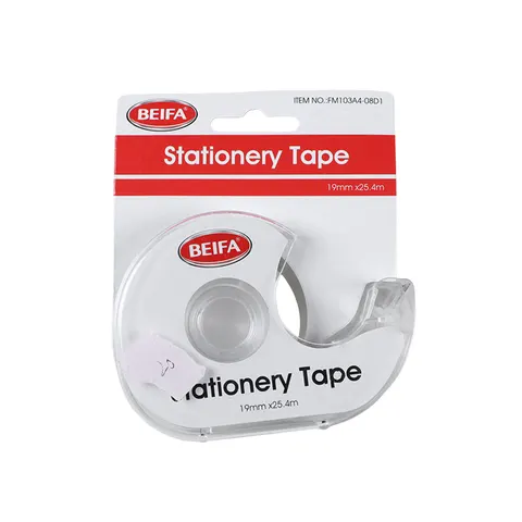 Bandă adezivă Beifa cu dispenser, 19 mm x 25 m, albă