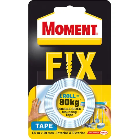 Bandă dublu adezivă de montare Henkel Moment, 19 mm x 1,5 m