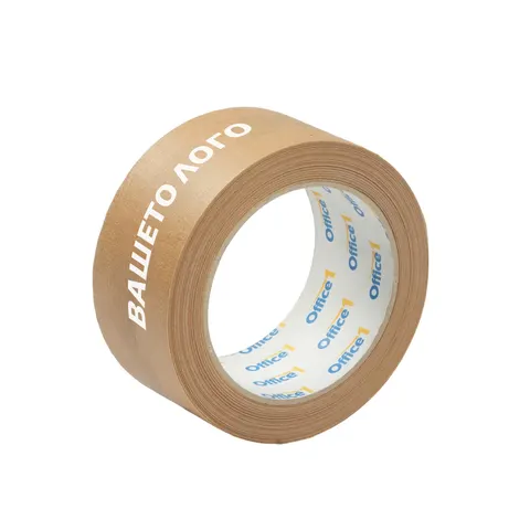 Bandă de hârtie, 48 mm x 40 m, maro, cu imprimeu bicolor