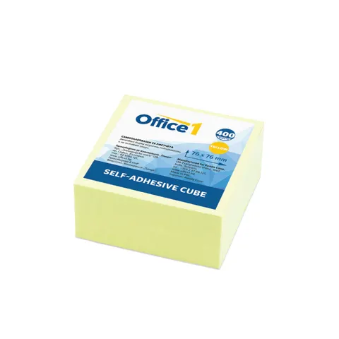 Office 1 Sticky Notes, 76 x 76 mm, pastel, galben, 400 foi
