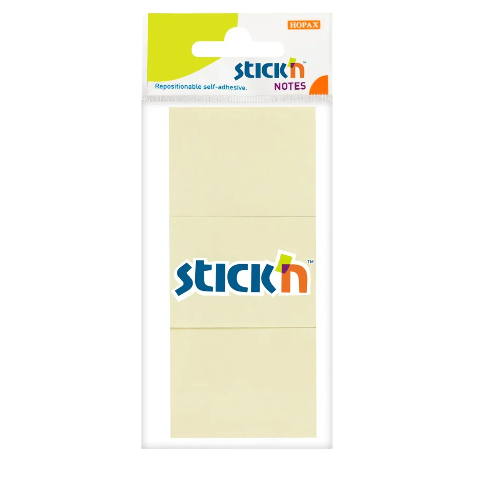 Stick'n Notițe autoadezive, 38 x 51 mm, pastel, galben, 100 file, 3 buc.