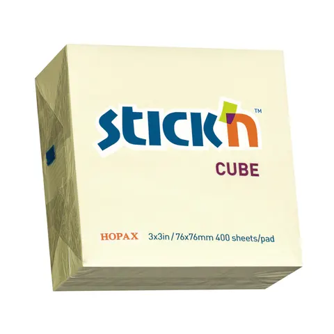 Stick’n Sticky notes, 76 x 76 mm, pastel, galben, 400 foi