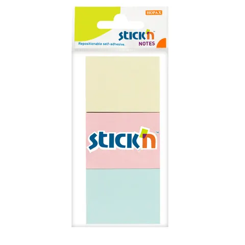Stick'n Notițe autoadezive, 38 × 51 mm, culori pastel, 100 file, 3 buc.