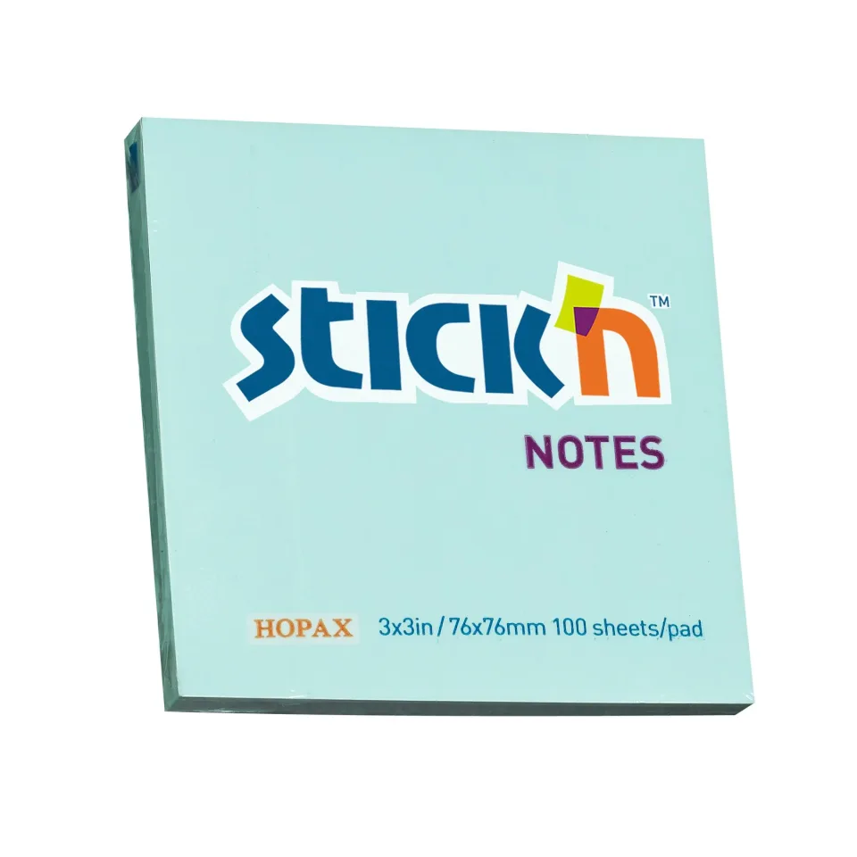 Stick'n Sticky notes, 76 ? 76 mm, pastel, albastru, 100 coli