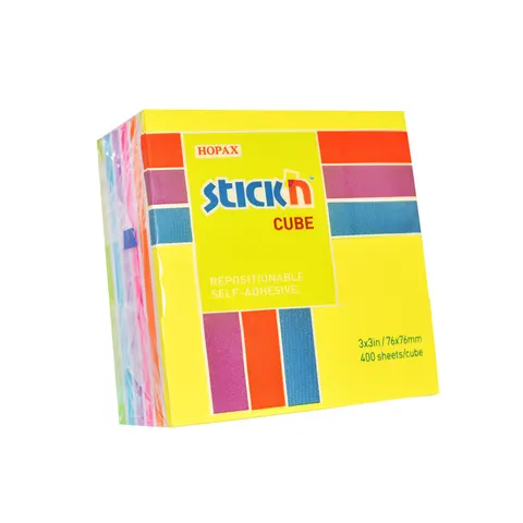 Stick'n Notițe autoadezive Rainbow, 76 x 76 mm, neon, 400 file