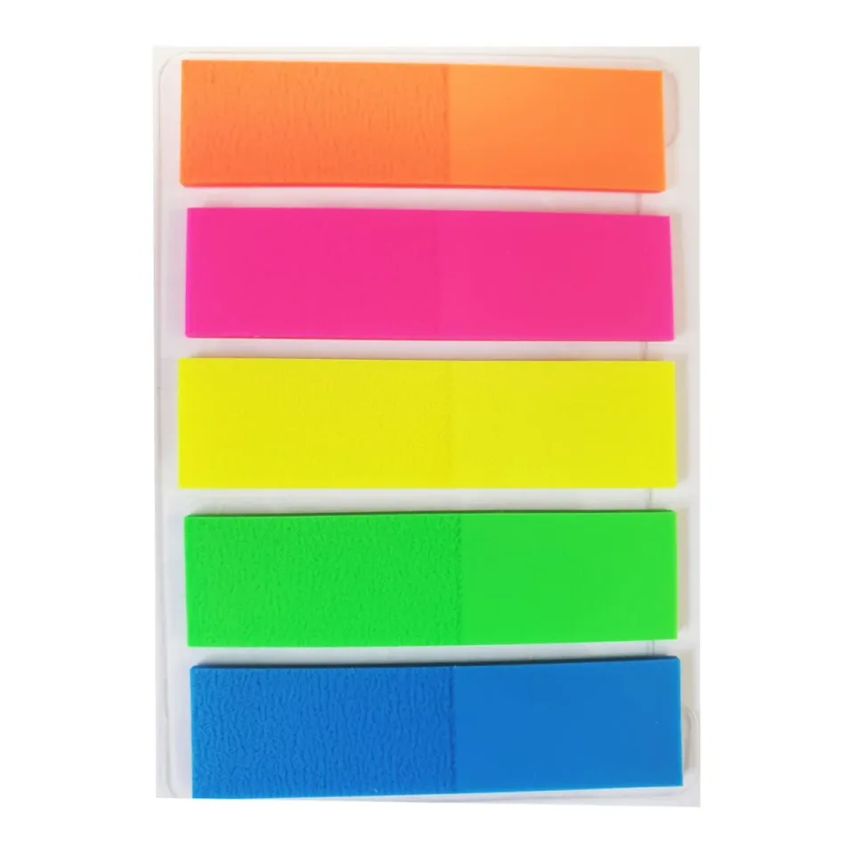 Stick'n Tab-uri index autoadezive, 45 x 12 mm, neon, 5 culori, 100 file