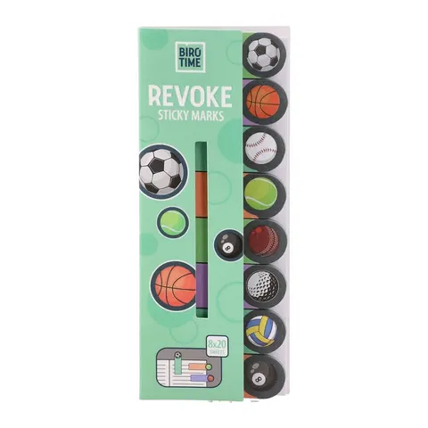 Biro Time Revoke Sticky Index Tabs, football, 8 tipuri x 20 coli