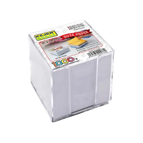 Cub de hârtie KEJEA, 75 × 75 mm, alb, 1000 foi, cu suport din plastic