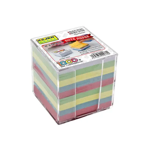 Cub de hârtie KEJEA, 75 x 75 mm, colorat, 1000 foi, cu suport din plastic