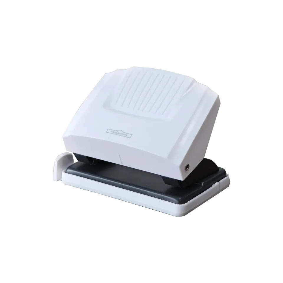 Office 1 Perforator Groove P25, cu ghidaj, pentru 25 de coli, alb-gri