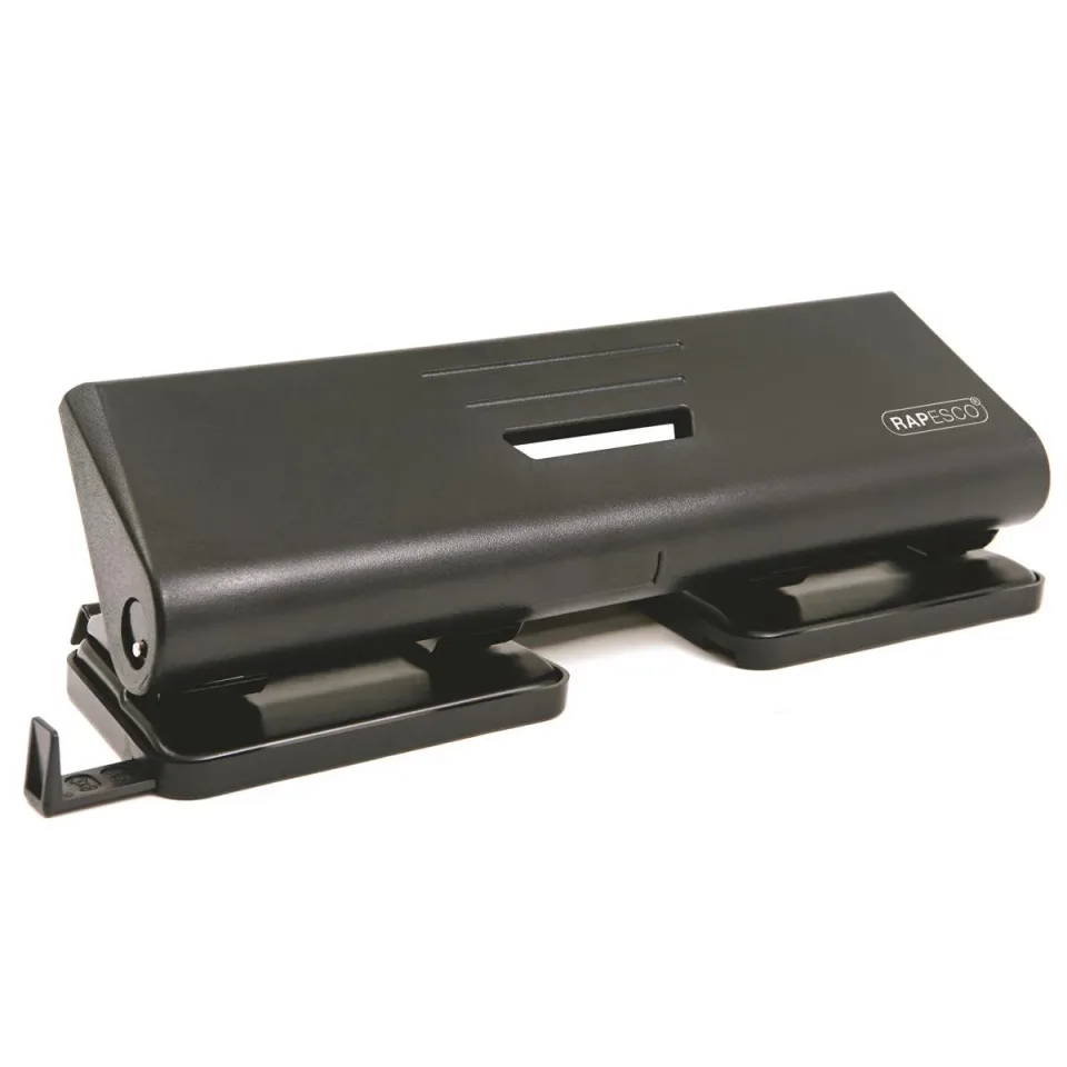 Perforator Rapesco 75-P, 4 găuri, 16 coli, negru