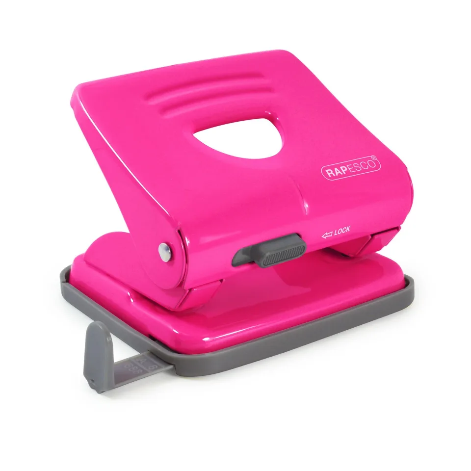 Perforator Rapesco 825, pentru 25 coli, roz aprins