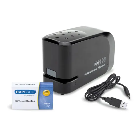 Capsator Rapesco 626EL, electric, 26/6, pentru 15 coli, negru