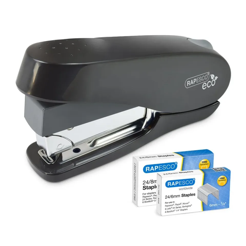 Rapesco Capsator Eco Luna, 24/6 și 26/6, pentru 50 de coli, negru, cu 2000 de capse incluse