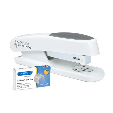 Capsator Rapesco Germ-Savvy Eco Sting Ray, 24/6, pentru 20 de coli, alb