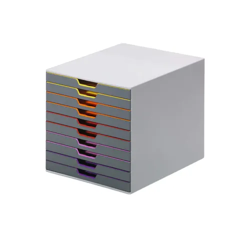 Cutie pentru documente Durable Varicolor, cu 10 sertare, gri