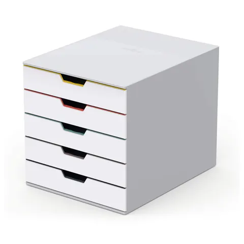 Cutie pentru documente Durable Varicolor, cu 5 sertare, albă