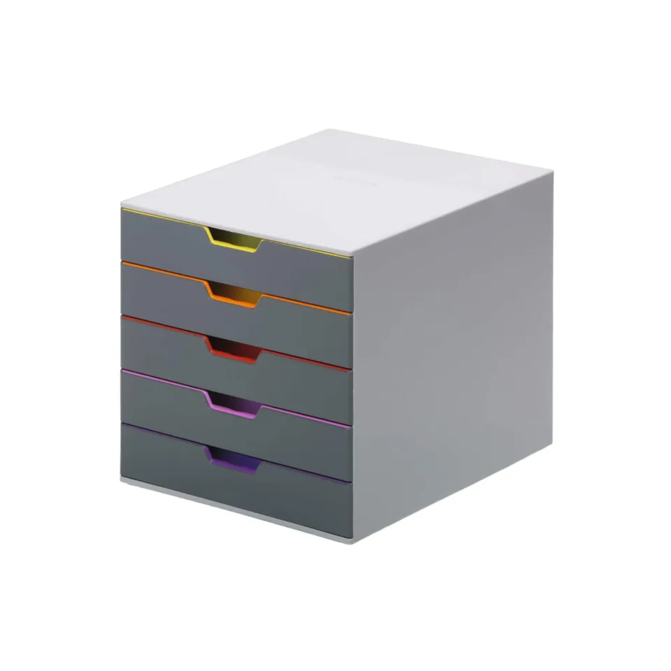 Cutie documente Durable Varicolor, 5 sertare, Gri