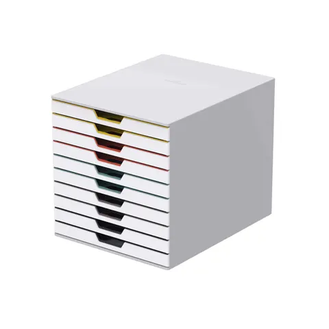 Durable Cutie cu sertare pentru documente Varicolor, cu 10 sertare, albă