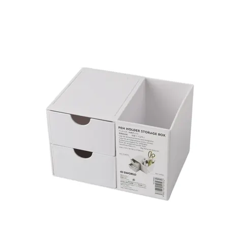 Organizator birou Sworld, cu 2 sertare, alb