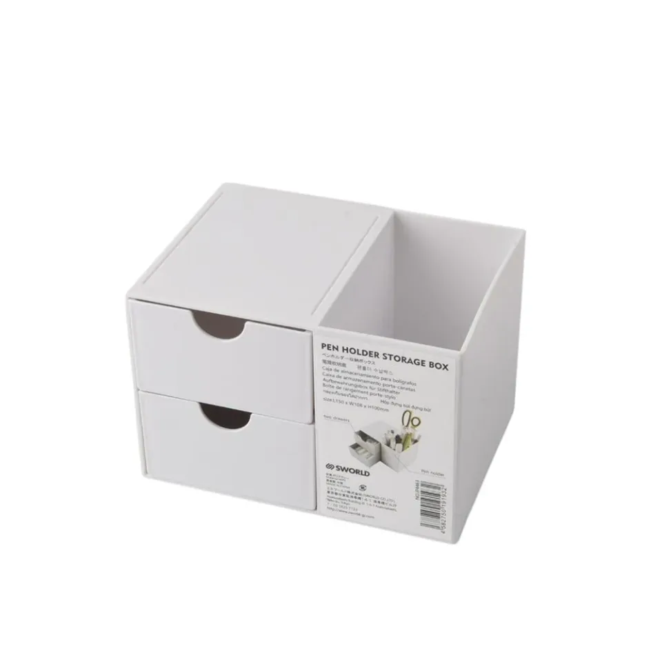 Organizator birou Sworld, cu 2 sertare, alb