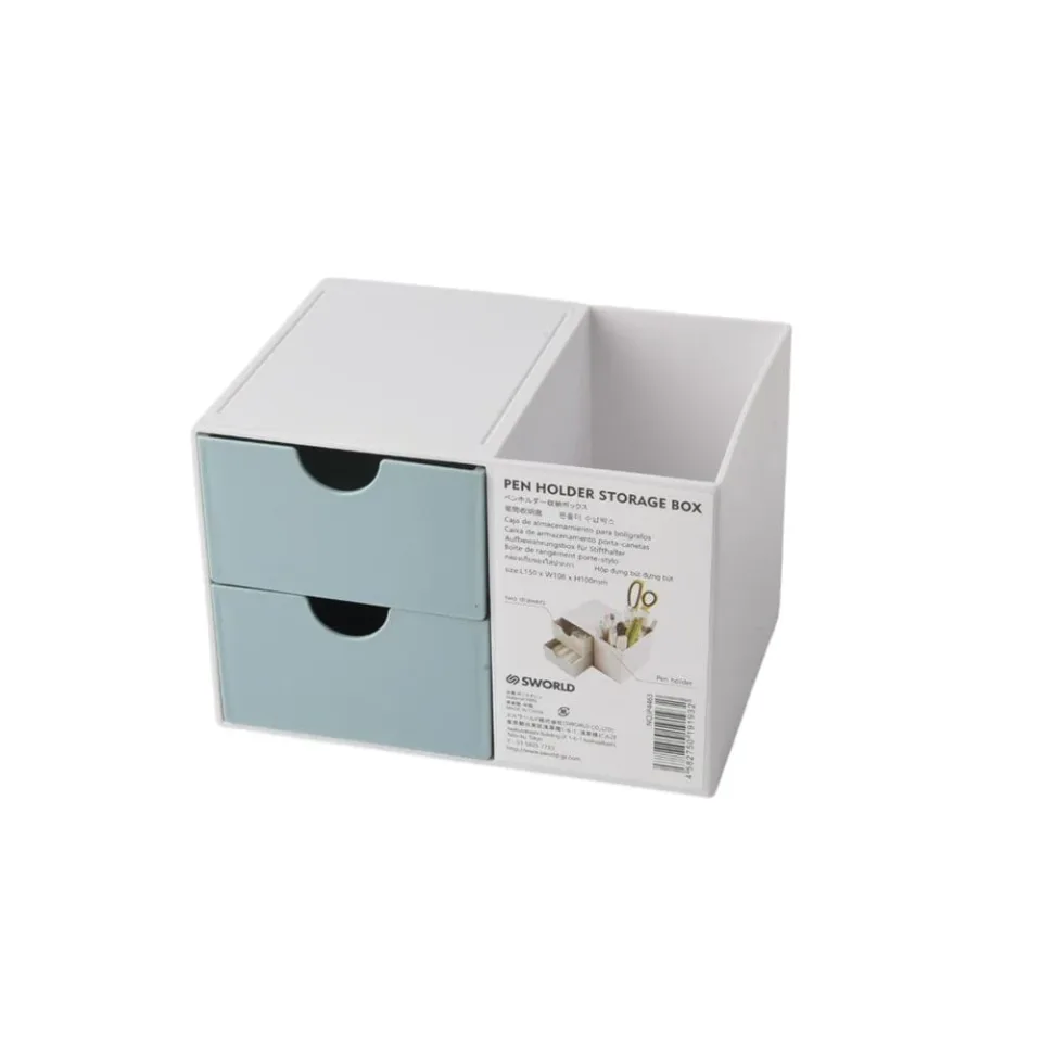 Organizator de birou Sworld, cu 2 sertare, albastru