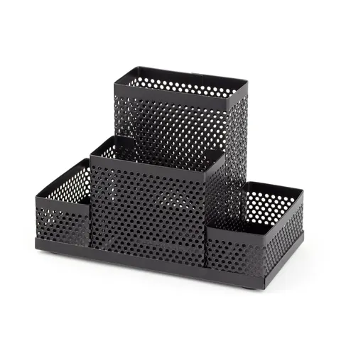 Organizator birou Office 1, 4 compartimente, plasă, metal, negru