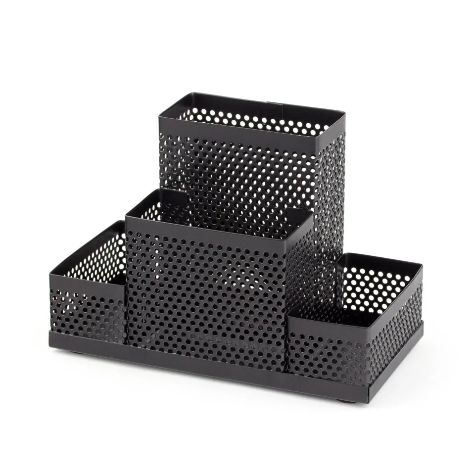 Organizator birou Office 1, 4 compartimente, plasă, metal, negru