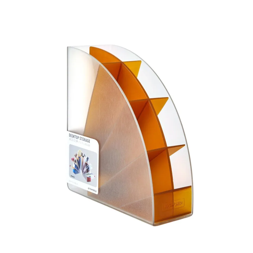 Suport pentru pixuri Sworld, cu 4 compartimente, galben