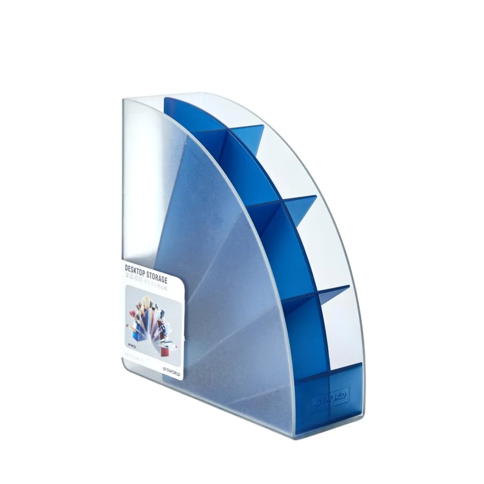 Suport pentru pixuri Sworld, cu 4 compartimente, albastru