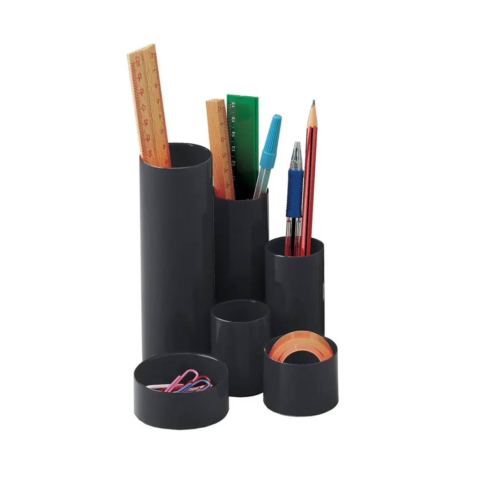 Organizator birou Faibo Tidy, plastic, cu 6 compartimente, negru