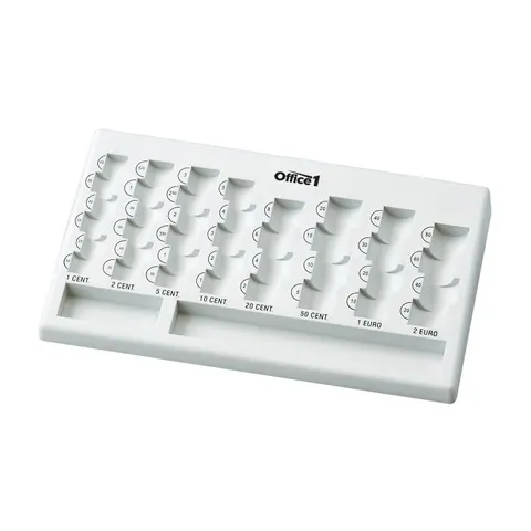 Tavă pentru monede Office 1 Euro, plastic, gri