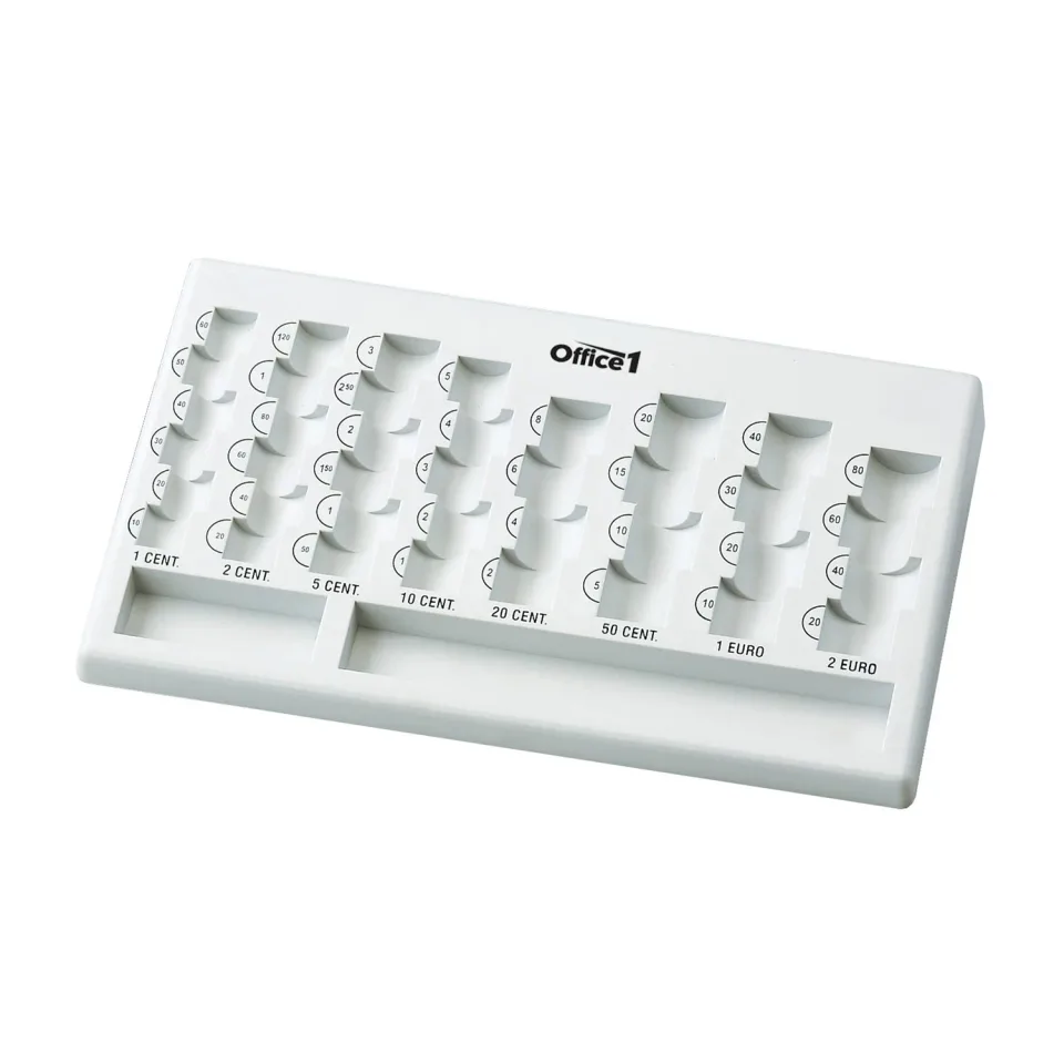 Tavă pentru monede Office 1 Euro, plastic, gri