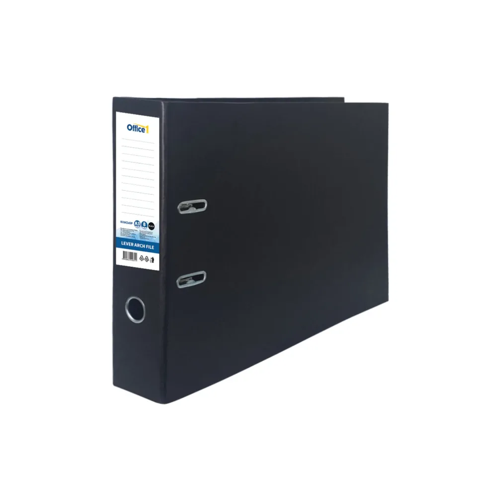 Office 1 Biblioraft, A3, 8 cm, orizontal, negru