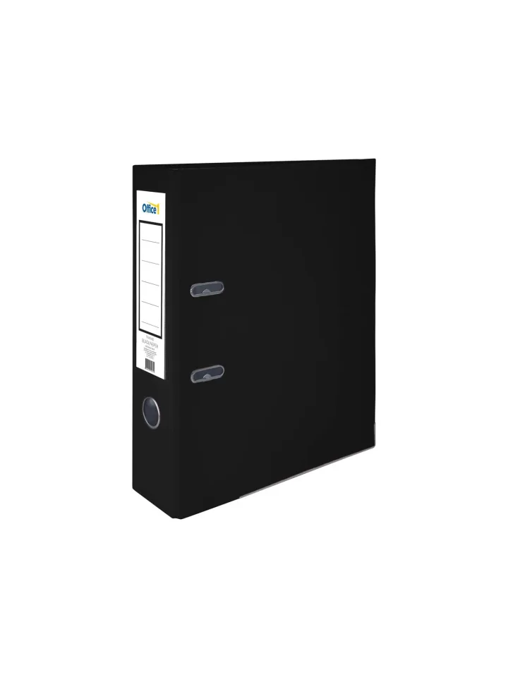Office 1 Biblioraft, 8 cm, PP, cu margine metalică, negru