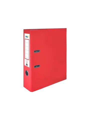 Office 1 Biblioraft, 8 cm, PP, cu margine metalică, roșu