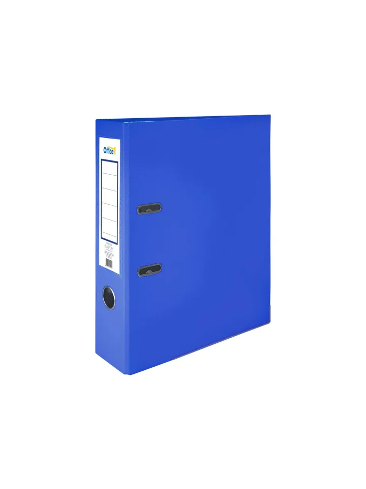 Clasor Office 1, 8 cm, PP, cu margine metalică, neasamblat, albastru, 50 buc