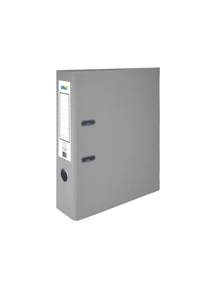 Office 1 Biblioraft, 8 cm, PP, cu margine metalică, neasamblat, gri, 50 bucăți