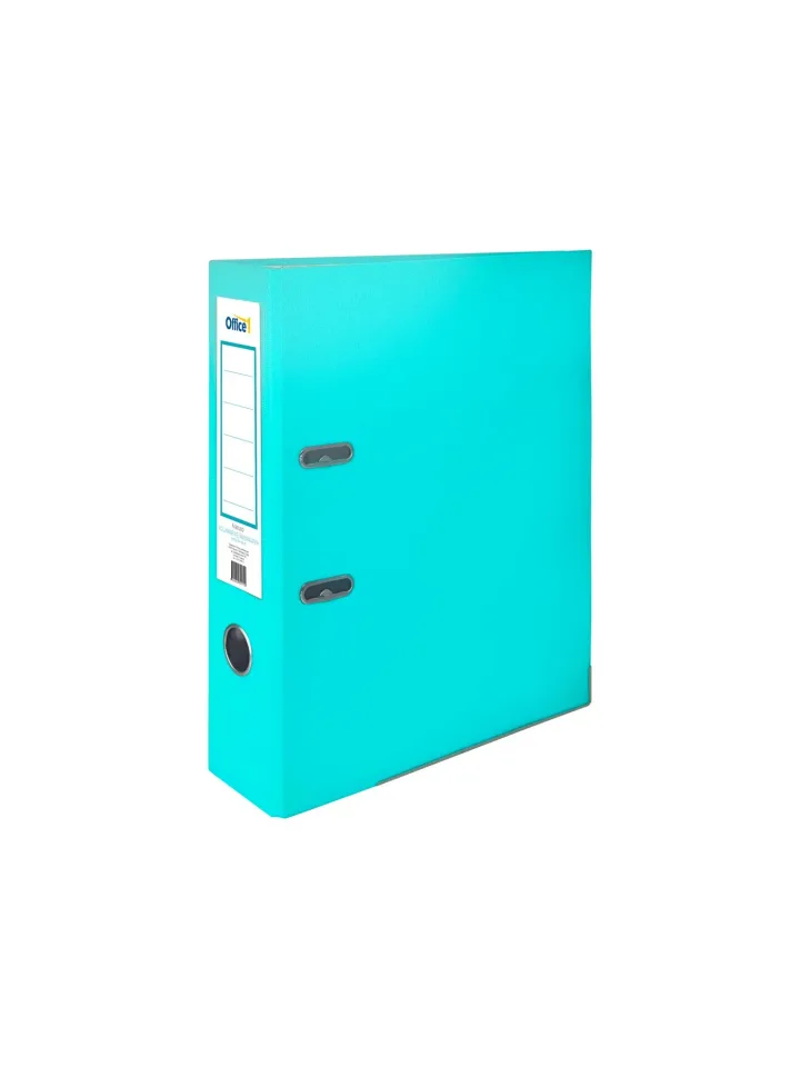 Office 1 Biblioraft, 8 cm, PP, cu margine metalică, neasamblat, acvamarin, 50 bucăți
