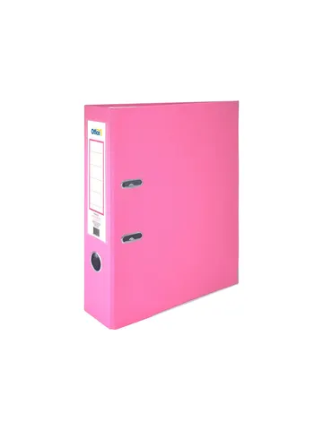 Office 1 Clasător, 8 cm, PP, cu margine metalică, neasamblat, roz, 50 bucăți