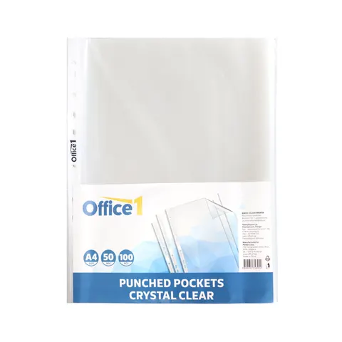 Office 1 Folie de protecție, A4, 50 µm, cristal, 100 bucăți