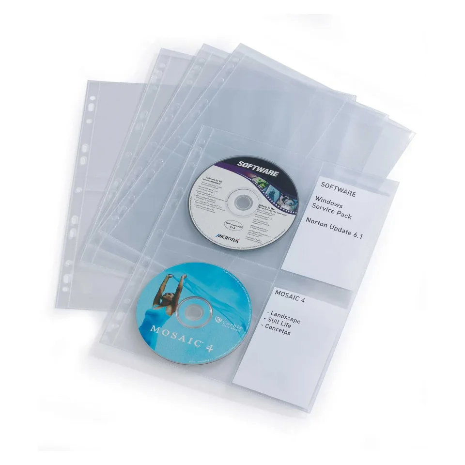 Folie Durable pentru CD/DVD, cu zonă pentru etichetă, 10 buc.