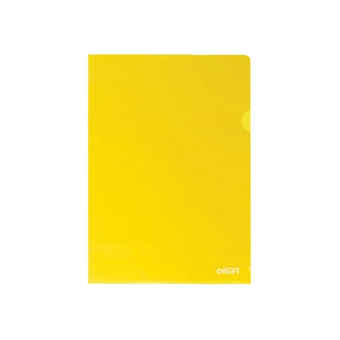 Office 1 Folie pentru documente, în formă de L, A4, 90 µm, galben, 10 bucăți
