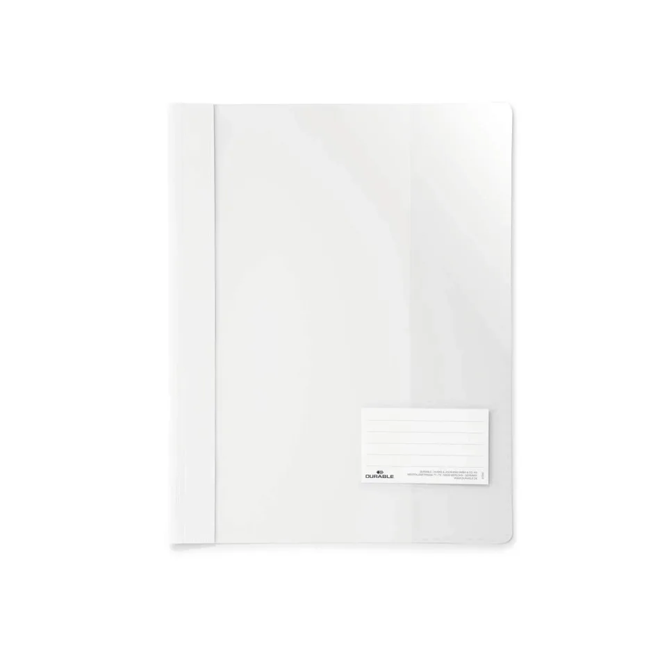 Dosar Durable, A4+, PP, cu buzunar pentru cărți de vizită, alb